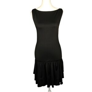 NWT‎ Justify Black Sleeveless Scoop Neck Ruffle Hem Dress Women's Size M